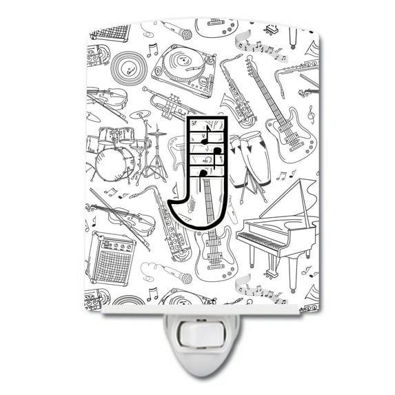 Letter J Musical Note Letters Ceramic Night Light