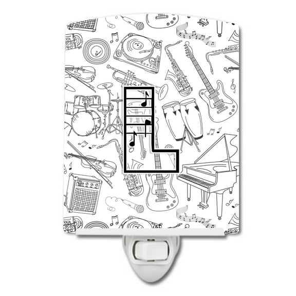 Caroline's Treasures CJ2007-LCNL Letter L Musical Note Letters Ceramic Night Light, 6x4x3", multicolor