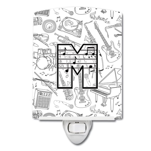 Caroline's Treasures CJ2007-MCNL Letter M Musical Note Letters Ceramic Night Light, 6x4x3", multicolor