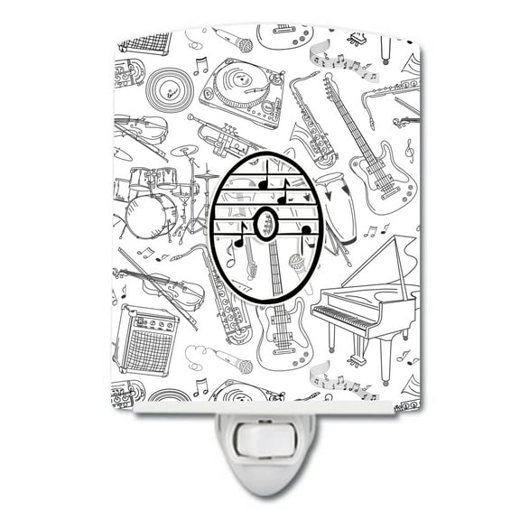 Caroline's Treasures CJ2007-OCNL Letter O Musical Note Letters Ceramic Night Light, 6x4x3", multicolor