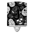 thumbnail image 1 of Letter J Day of the Dead Skulls Black Ceramic Night Light, 1 of 1