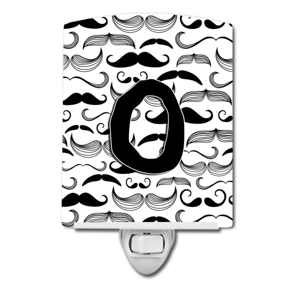 Caroline's Treasures CJ2009-OCNL Letter O Moustache Initial Ceramic Night Light, 6x4x3", multicolor
