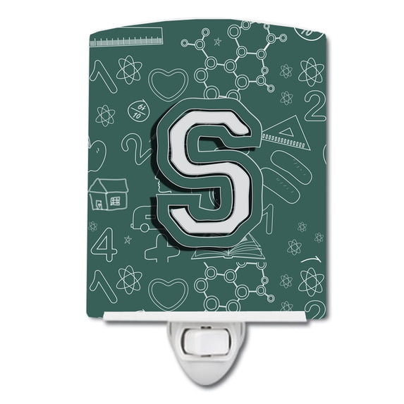 Caroline's Treasures CJ2010-SCNL Letter S Back to School Initial Ceramic Night Light, 6x4x3", multicolor