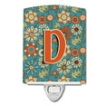 thumbnail image 1 of Caroline's Treasures CJ2012-DCNL Letter D Flowers Retro Blue Ceramic Night Light, 6x4x3", multicolor, 1 of 1