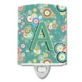 thumbnail image 1 of Caroline's Treasures CJ2015-ACNL Letter A Circle Circle Teal Initial Alphabet Ceramic Night Light, 6x4x3", multicolor, 1 of 1