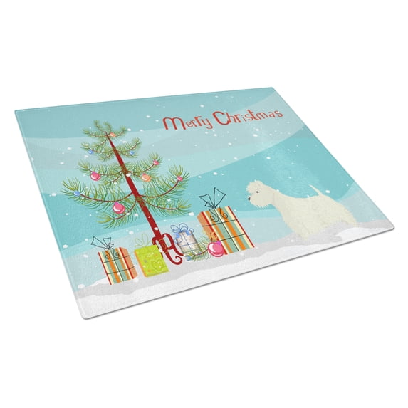 Caroline's Treasures CK3569LCB Westie Christmas Tree Glass Cutting Board Large, 12H x 16W, multicolor