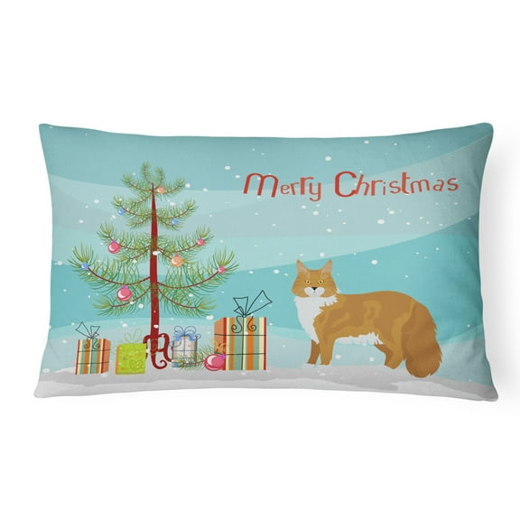 Caroline's Treasures CK4648PW1216 Maine Coon #1 Cat Merry Christmas Canvas Fabric Decorative Pillow, 12H x16W,