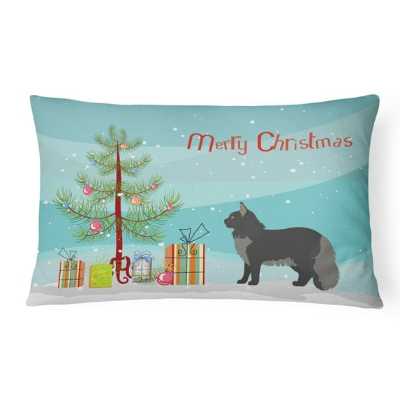 Caroline's Treasures CK4649PW1216 Maine Coon #2 Cat Merry Christmas Canvas Fabric Decorative Pillow, 12H x16W,