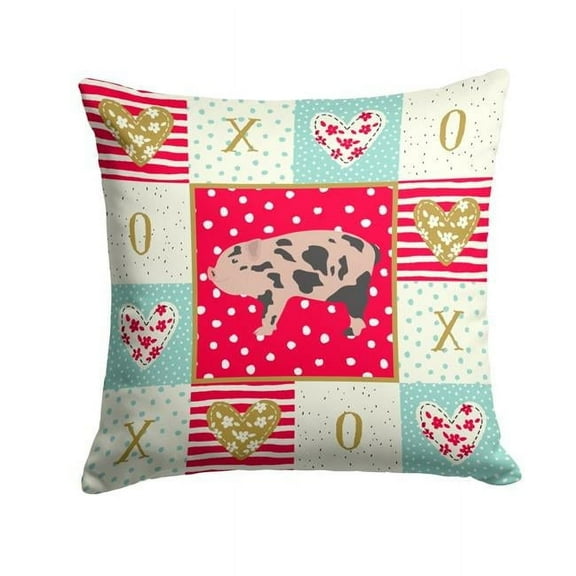 Caroline's Treasures CK5362PW1414 Mini Miniature Pig Love Fabric Decorative Pillow , 14Hx14W, multicolor