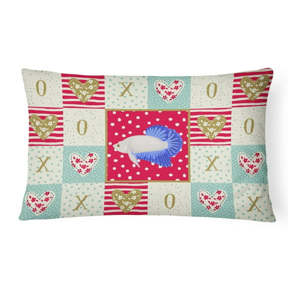 Caroline's Treasures CK5492PW1216 Plakat Betta Love Canvas Fabric Decorative Pillow, Red, 12H x16W, multicolor