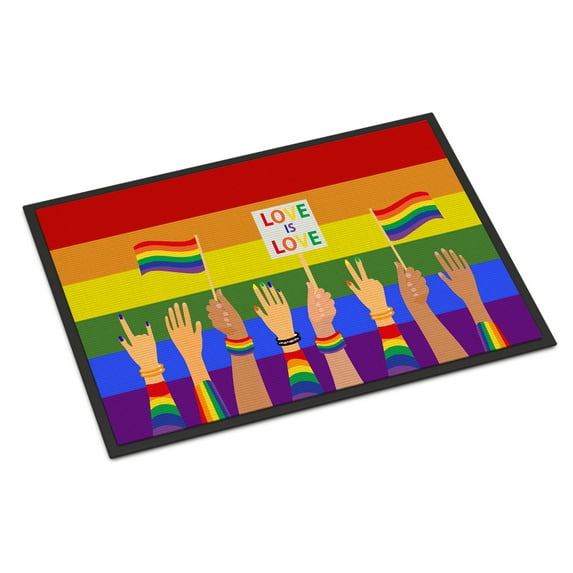 Caroline's Treasures CK8016JMAT Gay Pride Parade Doormat 24x36, 36"L x 24"W, multicolor