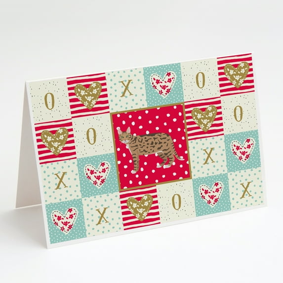 California Spangled #2 Cat Love Greeting Cards and Envelopes Pack of 8