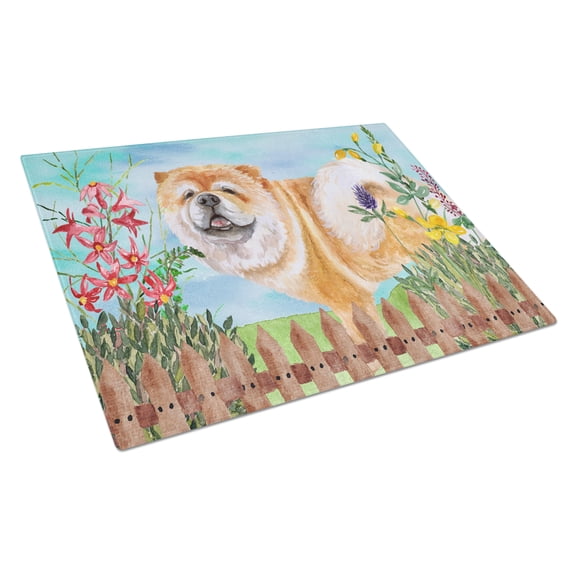 Caroline's Treasures Cane Corso Spring Glass Cutting Board Large