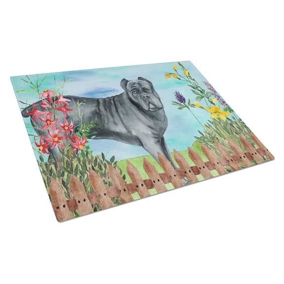 Caroline's Treasures Cane Corso Spring Glass Cutting Board Large