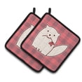 thumbnail image 1 of Caroline's Treasures Cat Pink Plad Pair of Pot Holders, 1 of 3