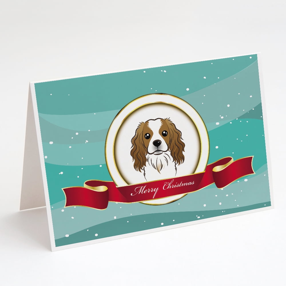 Caroline's Treasures Cavalier Spaniel Christmas Greeting Cards with Envelopes, 5" x 7" (8 Count)