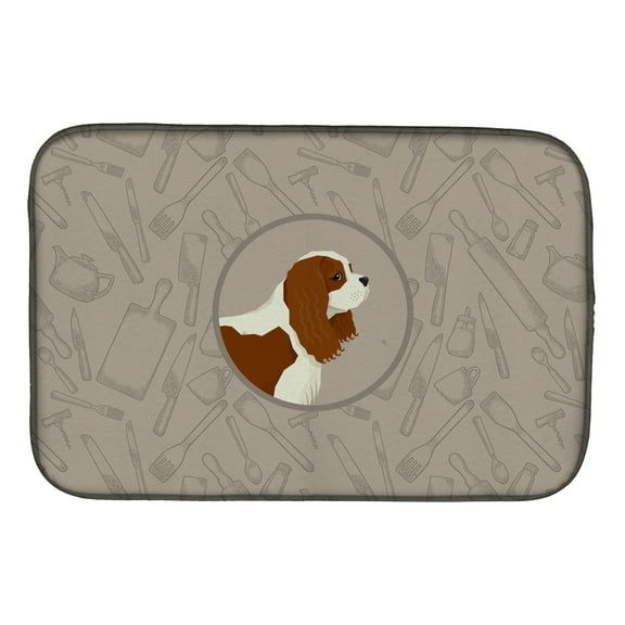 Caroline's Treasures Cavalier Spaniel In the Kitchen Dish Drying Mat
