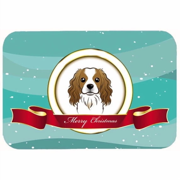 caroline's treasures bb1534cmt cavalier spaniel merry christmas kitchen or bath mat, 20 by 30", multicolor