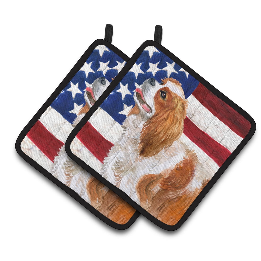 Caroline's Treasures Cavalier Spaniel Patriotic Pair of Pot Holders