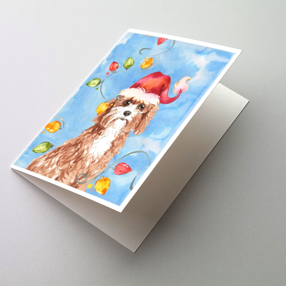Christmas Lights Cavapoo Greeting Cards and Envelopes Pack of 8 ...