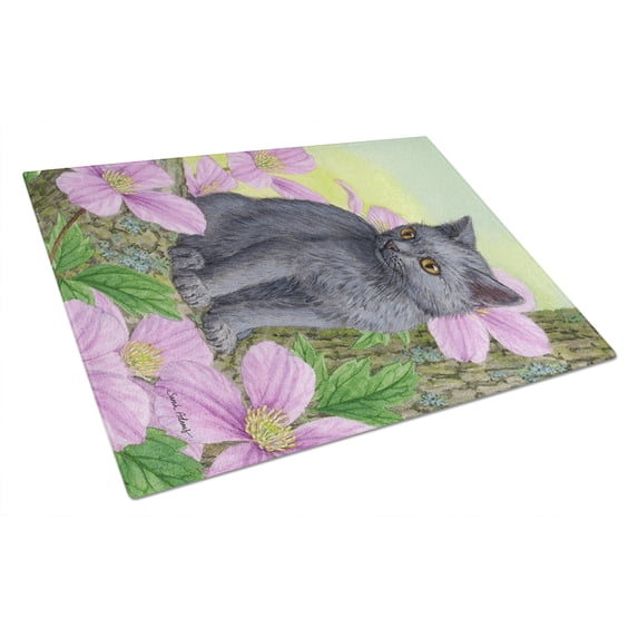 Caroline's Treasures Chartruex Kitten Glass Cutting Board Large