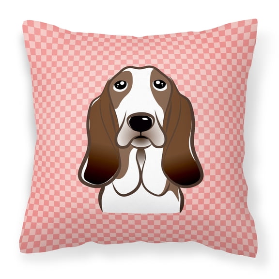 Caroline's Treasures Checkerboard Basset Hound Indoor/Outdoor Throw Pillow
