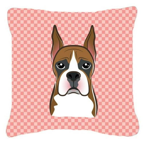 Caroline's Treasures BB1223PW1818 Checkerboard Pink Boxer Canvas Fabric Decorative Pillow , 18H x18W, multicolor