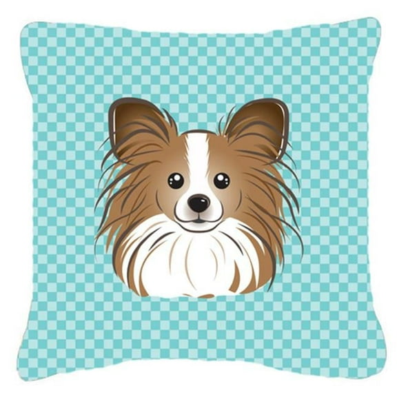 Carolines Treasures BB1186PW1818 Checkerboard Blue Papillon Fabric Decorative Pillow- 18 x 18 In.
