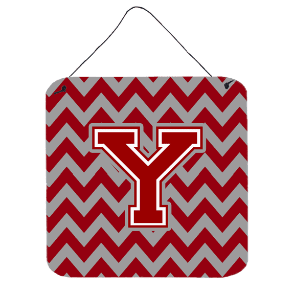 Letter Y Chevron Maroon and White Wall or Door Hanging Prints