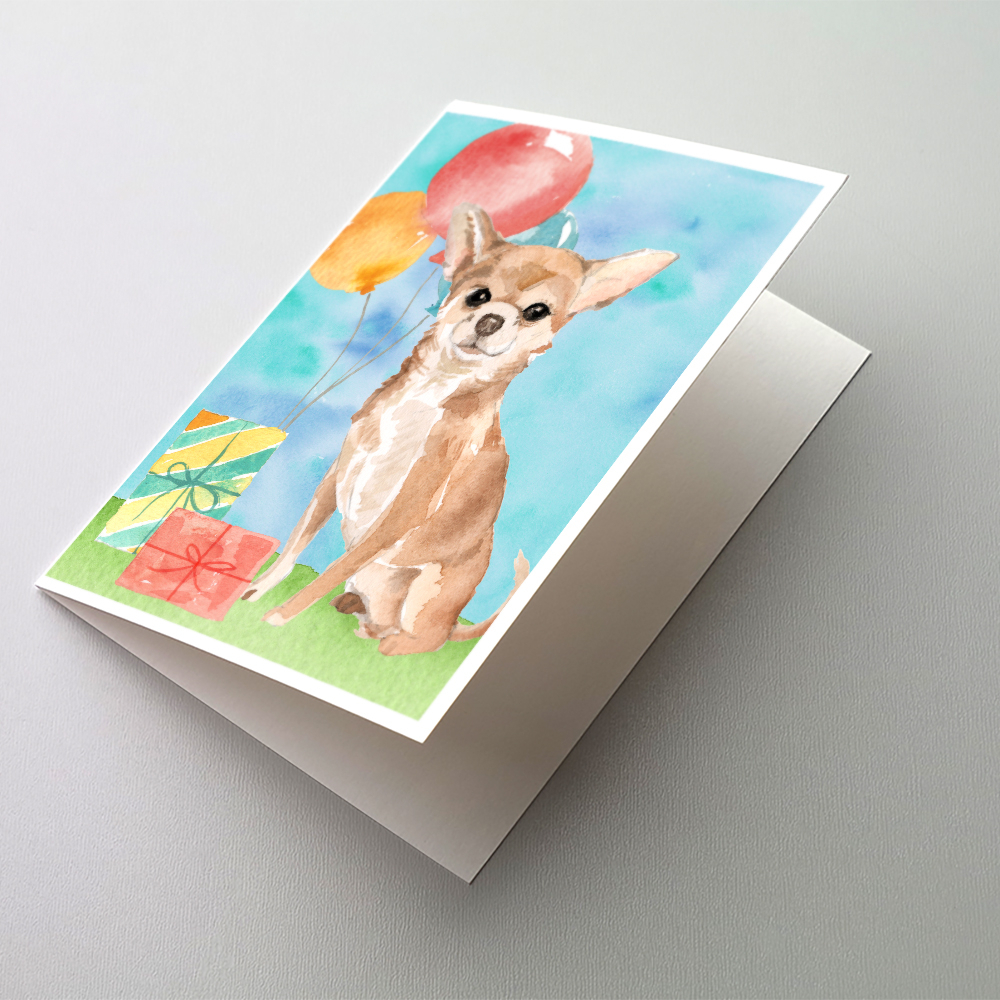 Happy Birthday Chihuahua Greeting Cards and Envelopes Pack of 8
