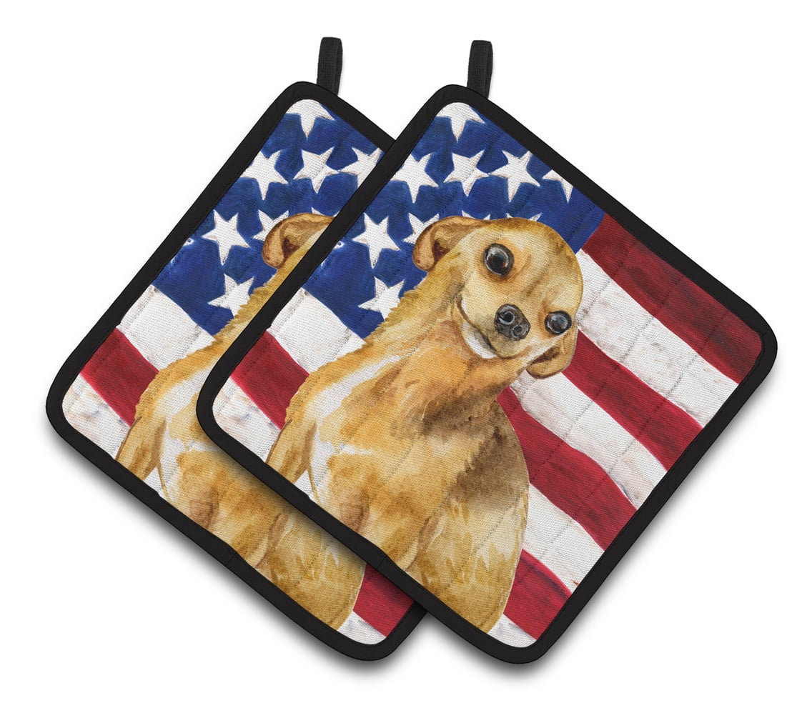 Caroline's Treasures Chihuahua Patriotic Pair of Pot Holders