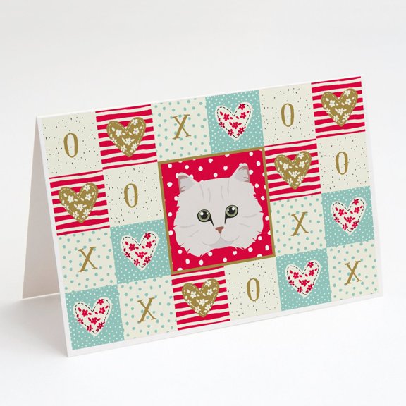Chinchilla Persian Longhair Cat Love Greeting Cards and Envelopes Pack of 8