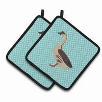 Caroline's Treasures Chinese Goose Blue Check Pair of Pot Holders