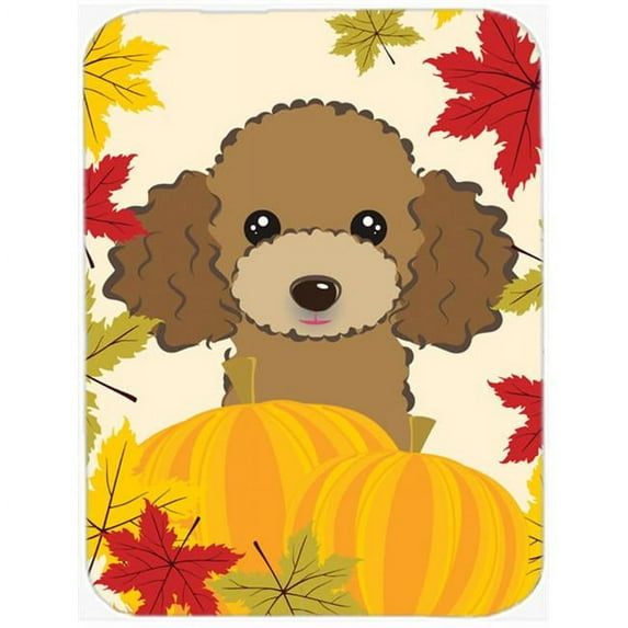 Caroline's Treasures Chocolate Brown Poodle Thanksgiving Glass Cutting Board Large