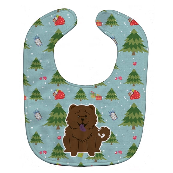 "Caroline's Treasures Christmas Baby Bib, Chow Chow Chocolate, Large"