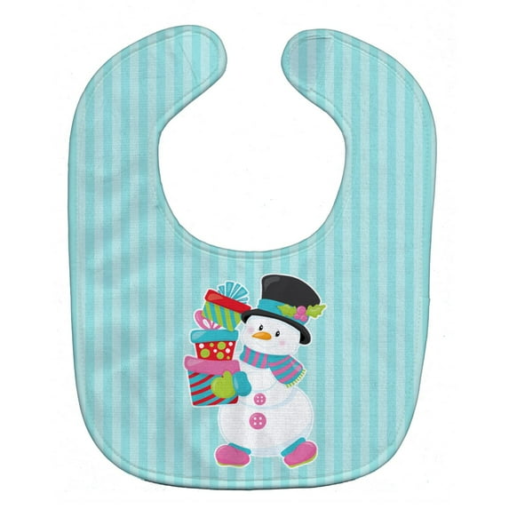 Caroline's Treasures Christmas Baby Bib, Snowman, Blue