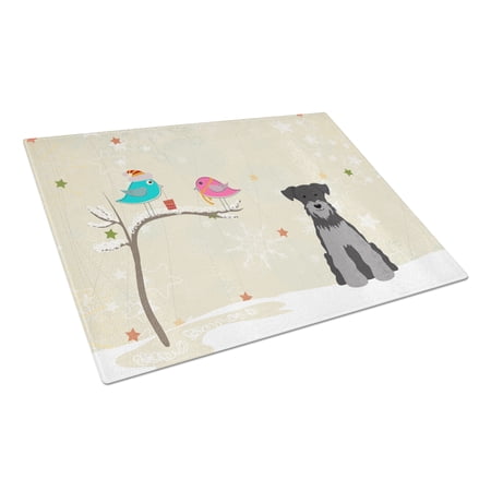 Caroline's Treasures Christmas Miniature Schanuzer Glass Cutting Board Large