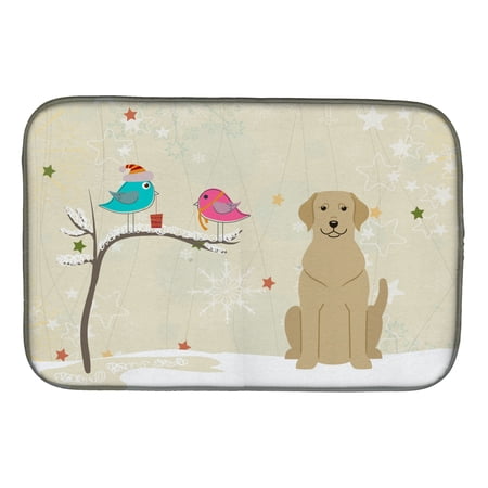 Christmas Presents between Friends Yellow Labrador Dish Drying Mat