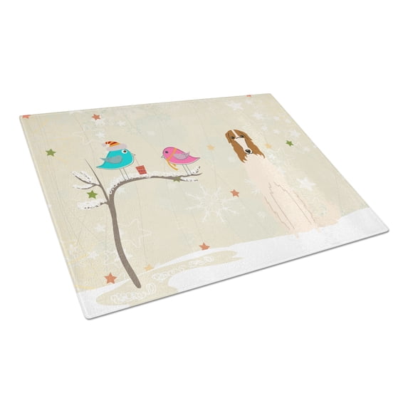 Caroline's Treasures Christmas Presents between Friends Borzoi Glass Cutting Board Large