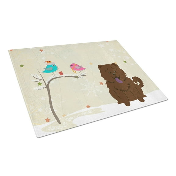 Caroline's Treasures Christmas Presents between Friends Chow Chow Chocolate Glass Cutting Board Large
