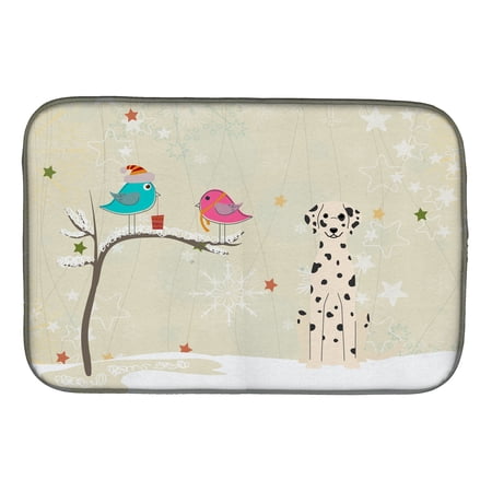 Caroline's Treasures Christmas Presents between Friends Dalmatian Dish Drying Mat