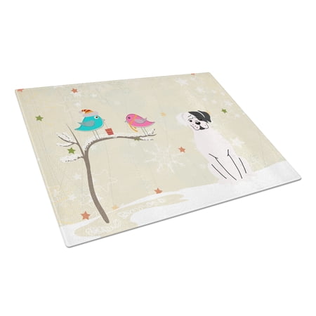 Caroline's Treasures Christmas Presents between Friends White Boxer Cooper Glass Cutting Board Large