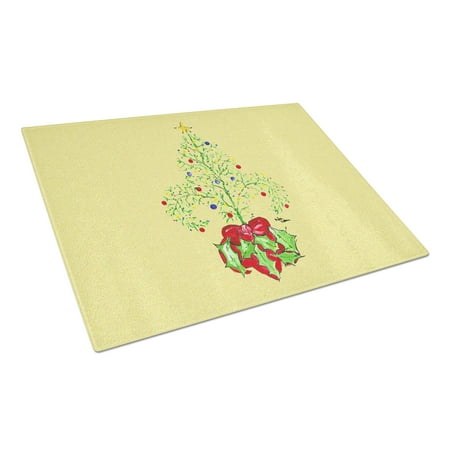 Caroline's Treasures Christmas Tree Fleur de lis Glass Cutting Board Large