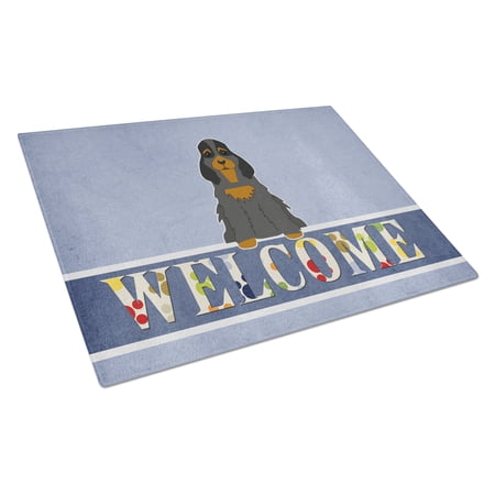 Caroline's Treasures Cocker Spaniel Black Tan Welcome Glass Cutting Board Large