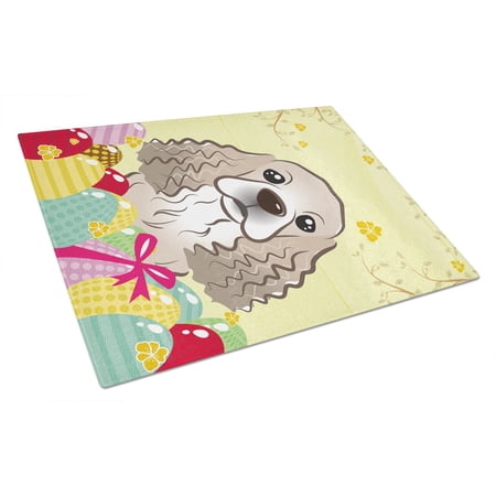 Caroline's Treasures Cocker Spaniel Easter Egg Hunt Glass Cutting Board Large