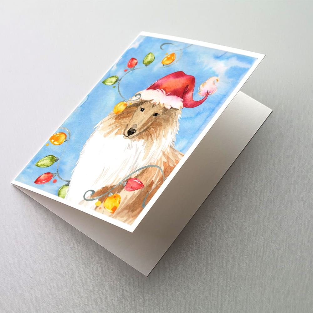 Caroline's Treasures Collie Christmas Greeting Cards with Envelopes, 5" x 7" (8 Count)
