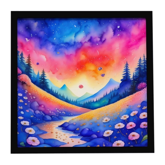Caroline's Treasures Colorful Periwinkles Framed Metal Print Bathroom, Kitchen, Office, Home Decor Wall Art Ready to Hang, Square, 8X8