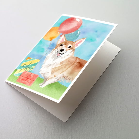 Happy Birthday Corgi Greeting Cards and Envelopes Pack of 8