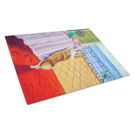 Caroline's Treasures Corgi Glass Cutting Board Large