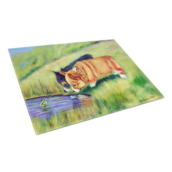 Caroline's Treasures Corgi Glass Cutting Board Large